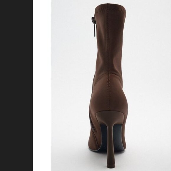 Zara Brown Heeled Nylon Ankle Boots, NWT, 7.5 - Picture 10 of 10